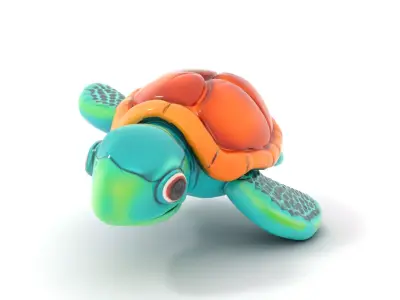 Vibrant Sea Turtle model pack Low-poly 3D model