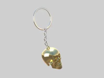 skull keychain golden 3D model
