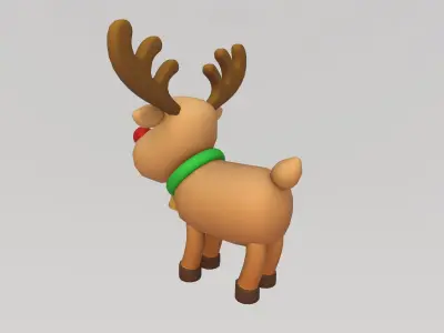 Stylized Low-Poly Christmas Rudolph the Reindeer Low-poly 3D model
