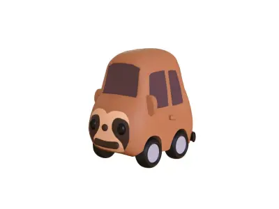 Cartoon Sloth Car Low-poly 3D model