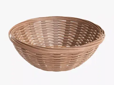 Wicker basket bowl with clipping path 2 light brown 3D model