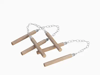 Wooden Nunchaku 02 3D model