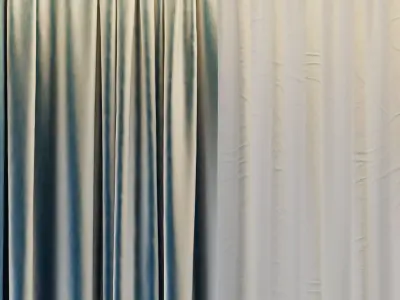 Set of soft bule silk curtains with wrinkles - collections 41 Low-poly 3D model