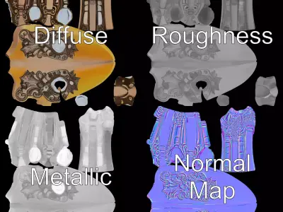 Ornate Silver Cake Cutter model pack Low-poly 3D model