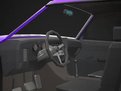 Low-Poly Retro Muscle Car 03 Low-poly 3D model