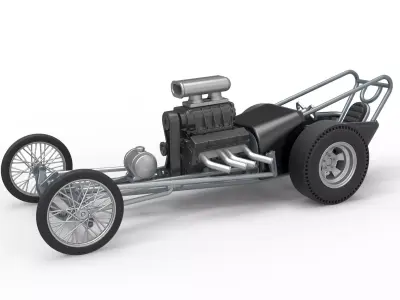 Front engine old school dragster with V8 Version 3 Scale 1 to 25 3D print model
