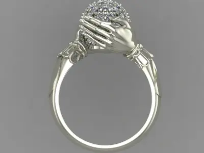 Hand Ring With Ball Of Diamonds 3D Print Model 3D print model