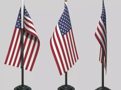 US Desk Flag Low-poly 3D model