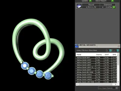 light weight yellow gold  diamond pendent -DOC-P8096 3D print model