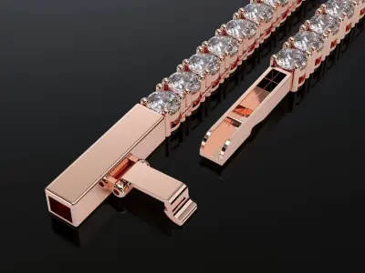 3mm Diamonds Tennis chain 3D print model