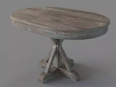 Gerald Pine Oval Dining Table Hand Distressed Brown 3D model