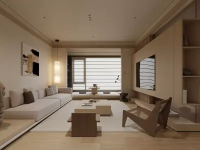 japanese living room dining room interior scenes 07 3D model