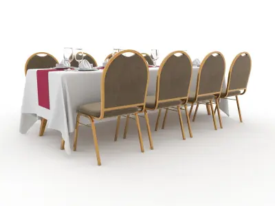 Banquet Table and Chair 89 3D model