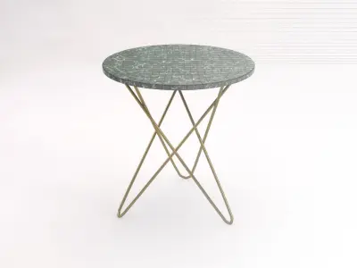 SIDE TABLE---Marble tray and brass crossed rods 3D model