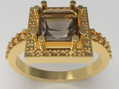 Statement ring with cube halo 3D print model