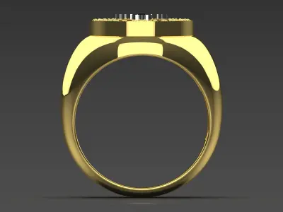 Man diamond ring with cross design 3D print model