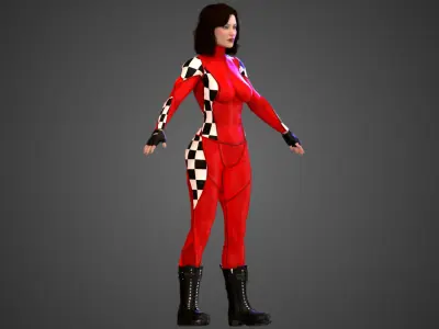  Female Racing Pilot Girl 3D model
