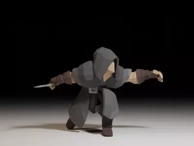 Assassin Character Game Ready Low Poly PBR Model Low-poly 3D model