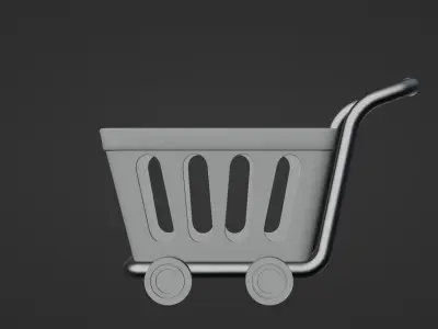 Shopping Cart Low-poly 3D model