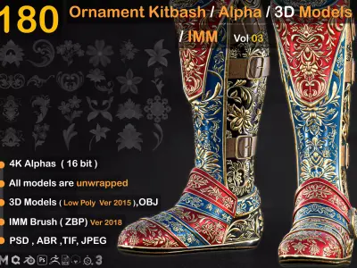 180  Ornament Kitbash - Alpha-3D Models -IMM  vol 03 Low-poly 3D model