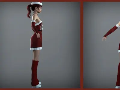 christmas girll Low-poly 3D model