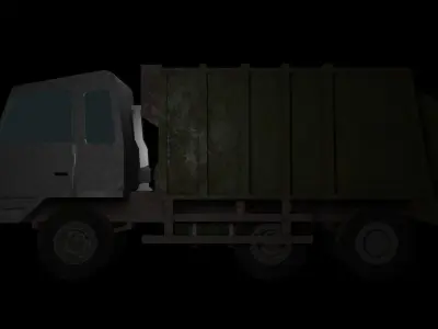 low-poly game ready asset old garbage truck Low-poly 3D model