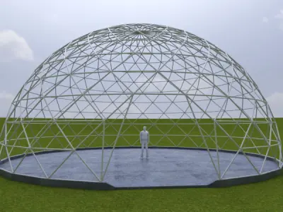 Dome - Triangulated with entry opening and foundation Low-poly 3D model