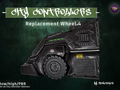CITY CONTROLLERS Replacement Wheel 4 - PBR lowpoly Low-poly 3D model