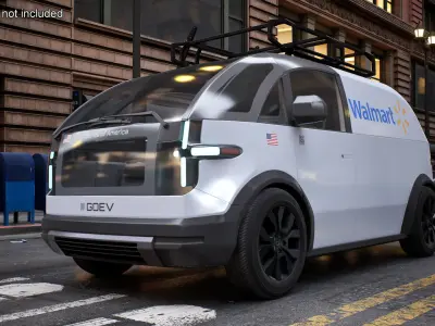 Electric Minivan Canoo Van Delivery Light Blue Rigged for Maya 3D model