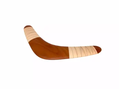 Boomerang wooden spoon with stripes Low-poly 3D model