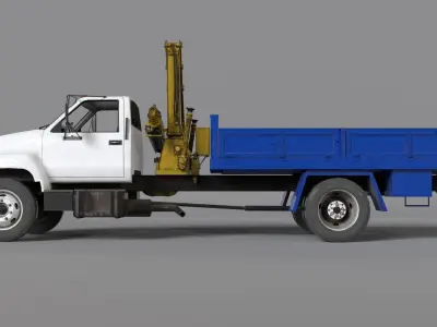GMC Truck with crane Low-poly 3D model