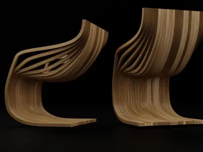 Mdorn Wooden Armchair 3D model