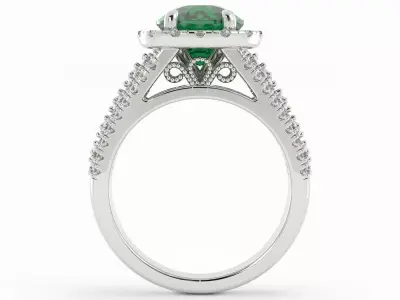 Cushion Emerald large bling with round diamonds 3dm 3D print model