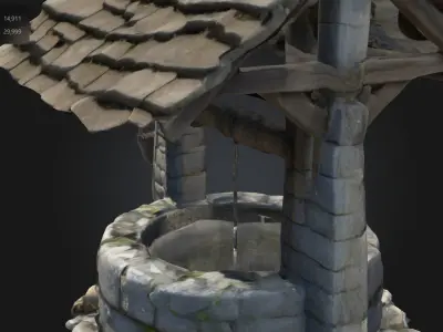 Cursed Stone Well  Stylized Fantasy Prop Low-poly 3D model