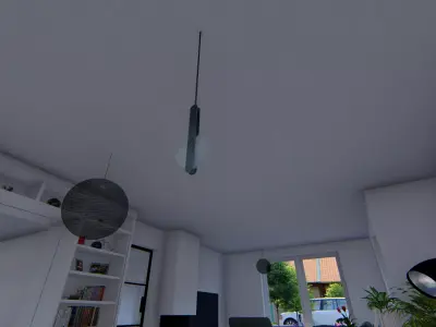 lamp01 living room with lamp hanging from ceiling Free 3D model