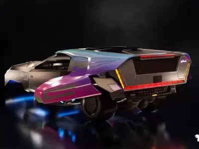 Cyberpunk Gigapack Vehicle Bundle Low-poly 3D model