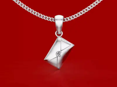 Envelope pendant printable gold jewelry printable 3D model 3D print model