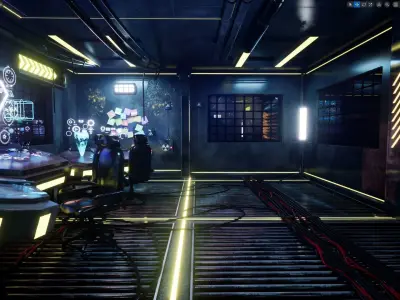 Sci-fi Environment Engine Room Low-poly 3D model