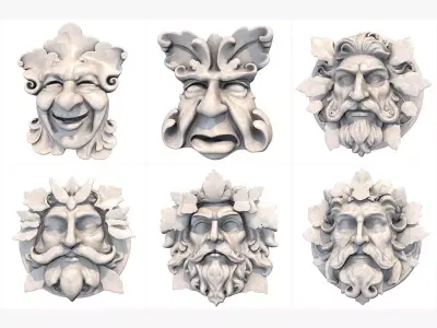 Green Man - 6 Models 3D Model Collection