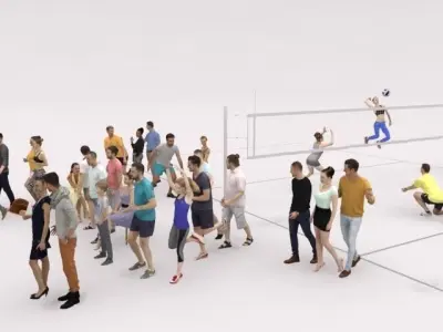 30x PEOPLE  SPORT SUMMER CASUAL PEOPLE CROWD Low-poly 3D model