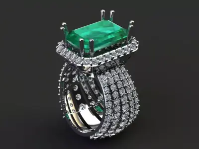 Emerald RING 3D print model shop