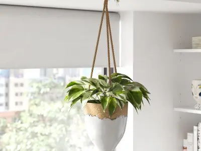 Jani Stoneware Hanging Planter 3D model
