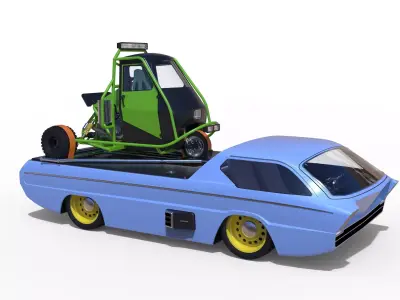 Dodge Deora with Ape rally car 3D model