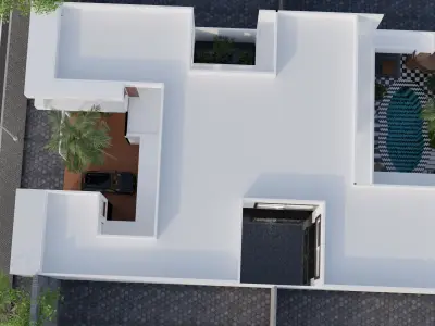 Modern House with Pool 3D model
