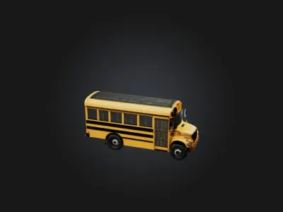 Realistic School Bus Model Low-poly 3D model