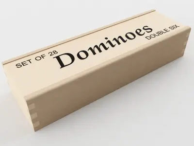 Dominoes in wooden box 3D model