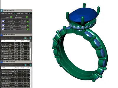Oval Engagement Ring Set with Hidden Halo and Eternity Band 3D print model