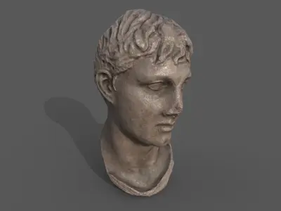 Male head sculpture 2 Low-poly 3D model