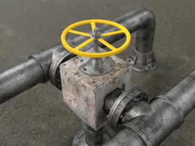 Sci-Fi Water Pump and Pipes 3D model