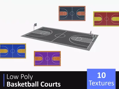 Basketball Courts Pack Low-poly 3D model